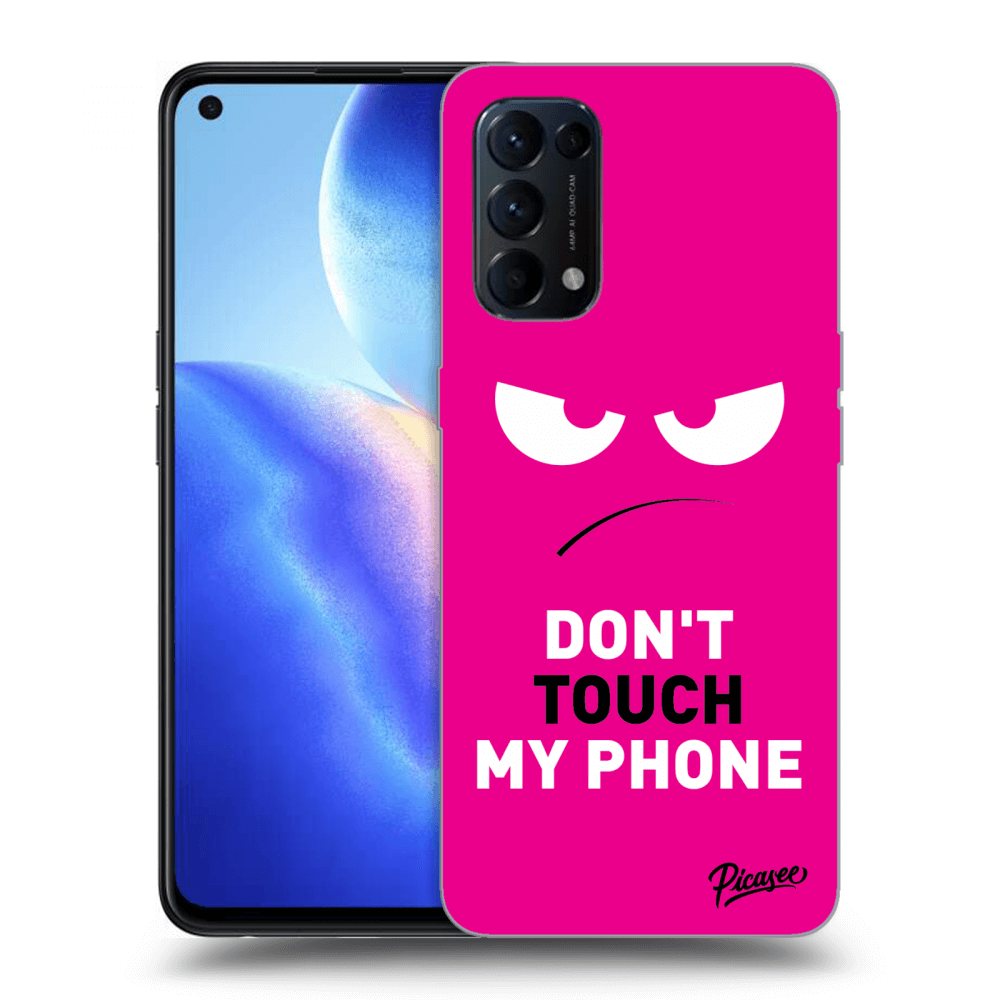 Picasee OPPO Reno 5 5G Hülle - Schwarzes Silikon - Angry Eyes - Pink