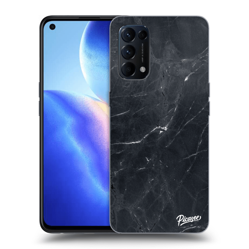 Picasee OPPO Reno 5 5G Hülle - Schwarzes Silikon - Black marble