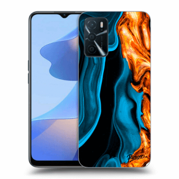 Picasee OPPO A16 Hülle - Schwarzes Silikon - Gold blue