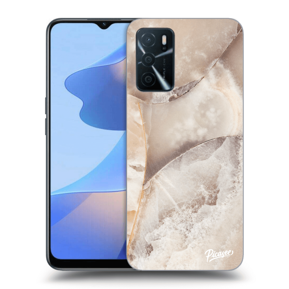 Picasee OPPO A16 Hülle - Schwarzes Silikon - Cream marble