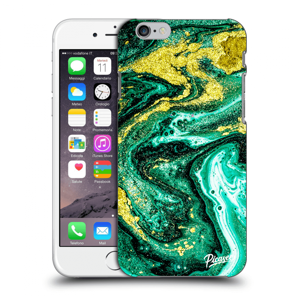 Picasee Apple iPhone 6/6S Hülle - Schwarzes Silikon - Green Gold
