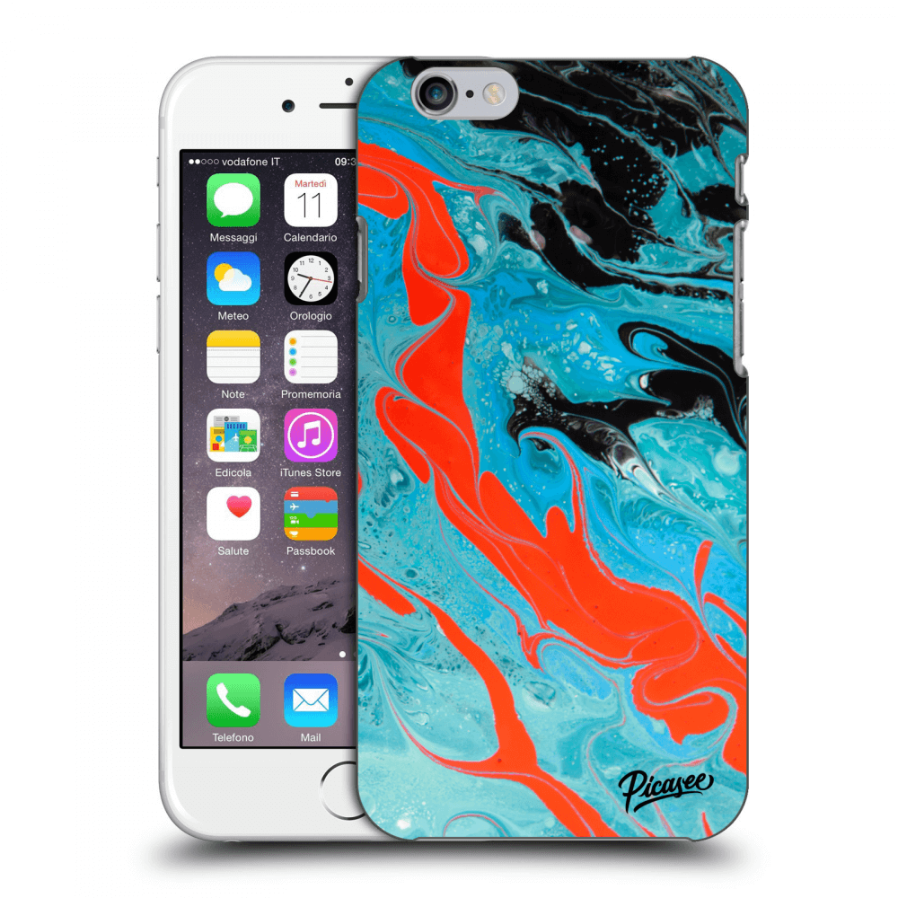 Picasee Apple iPhone 6/6S Hülle - Schwarzes Silikon - Blue Magma