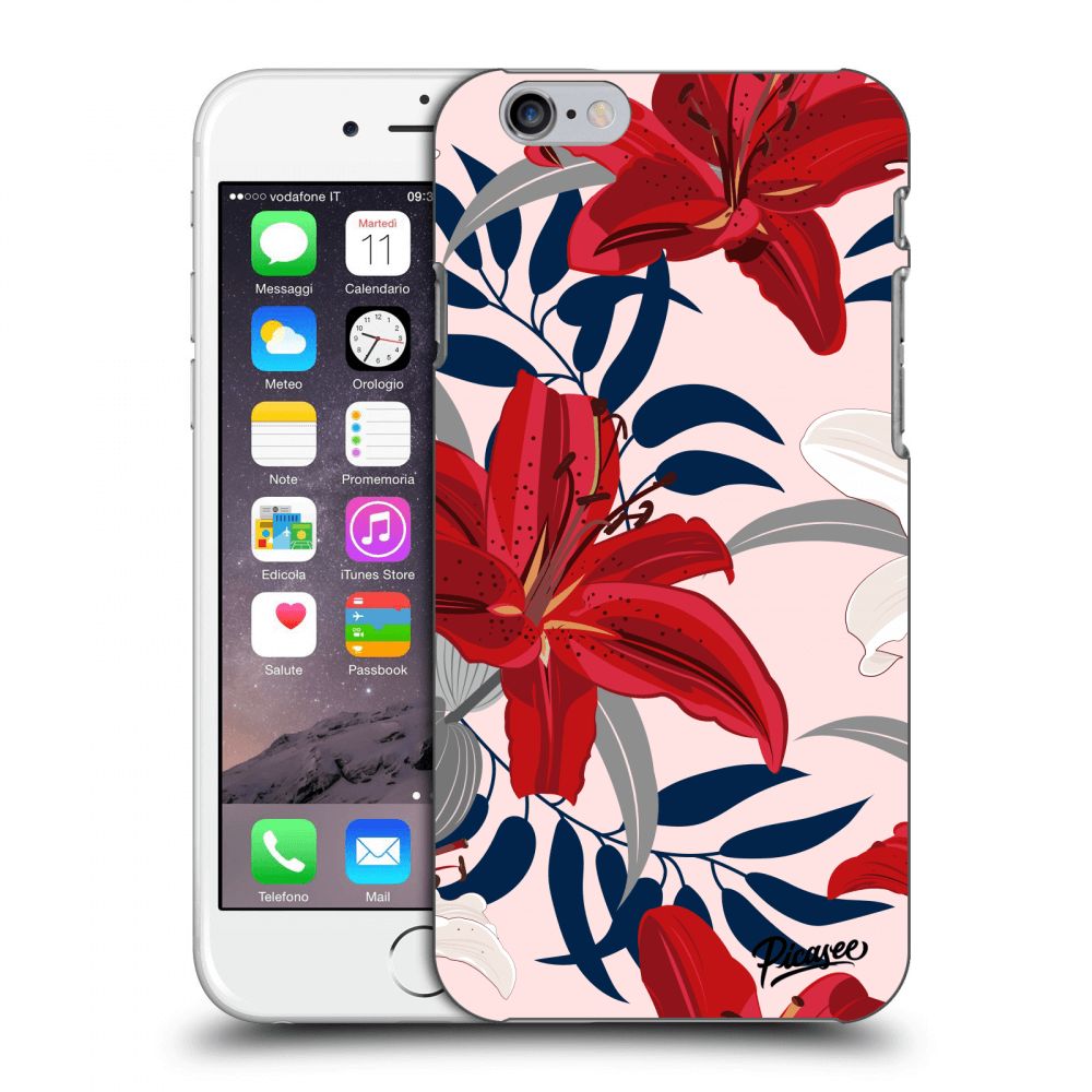 Picasee Apple iPhone 6/6S Hülle - Transparentes Silikon - Red Lily
