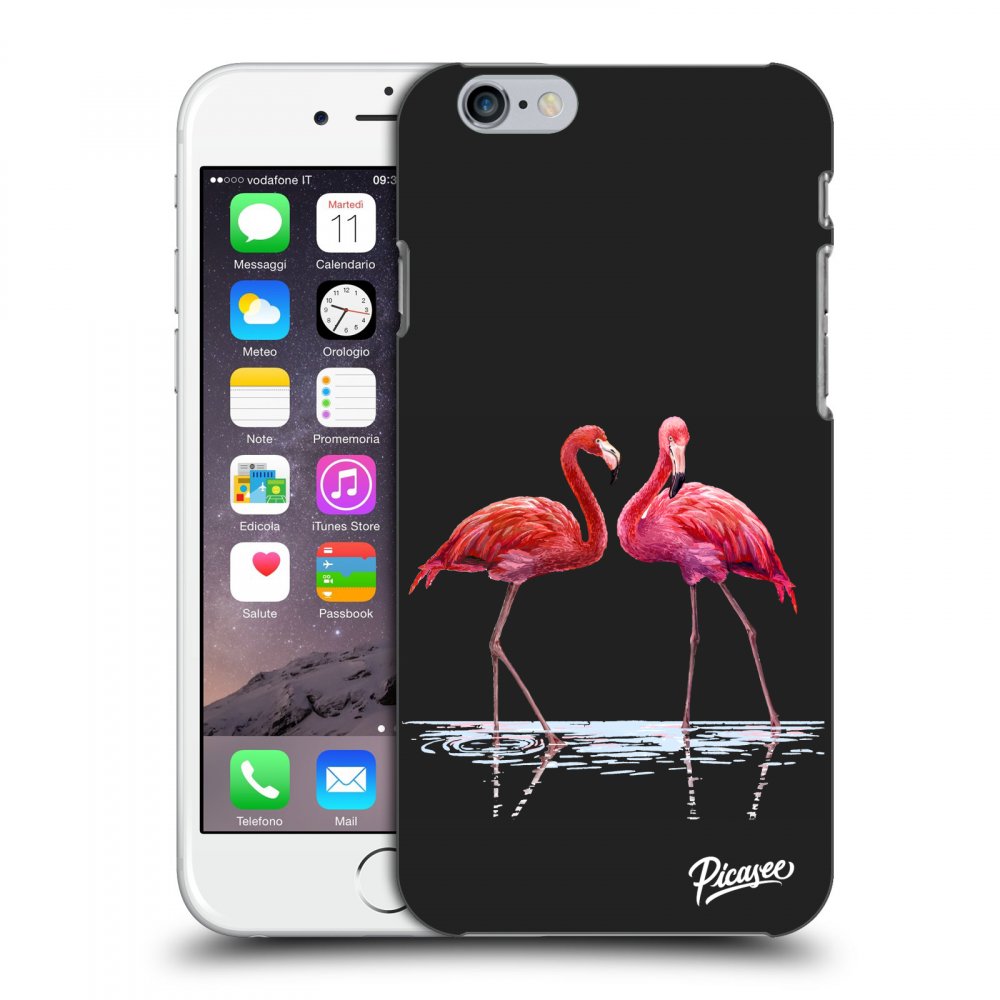 Picasee Apple iPhone 6/6S Hülle - Schwarzes Silikon - Flamingos couple