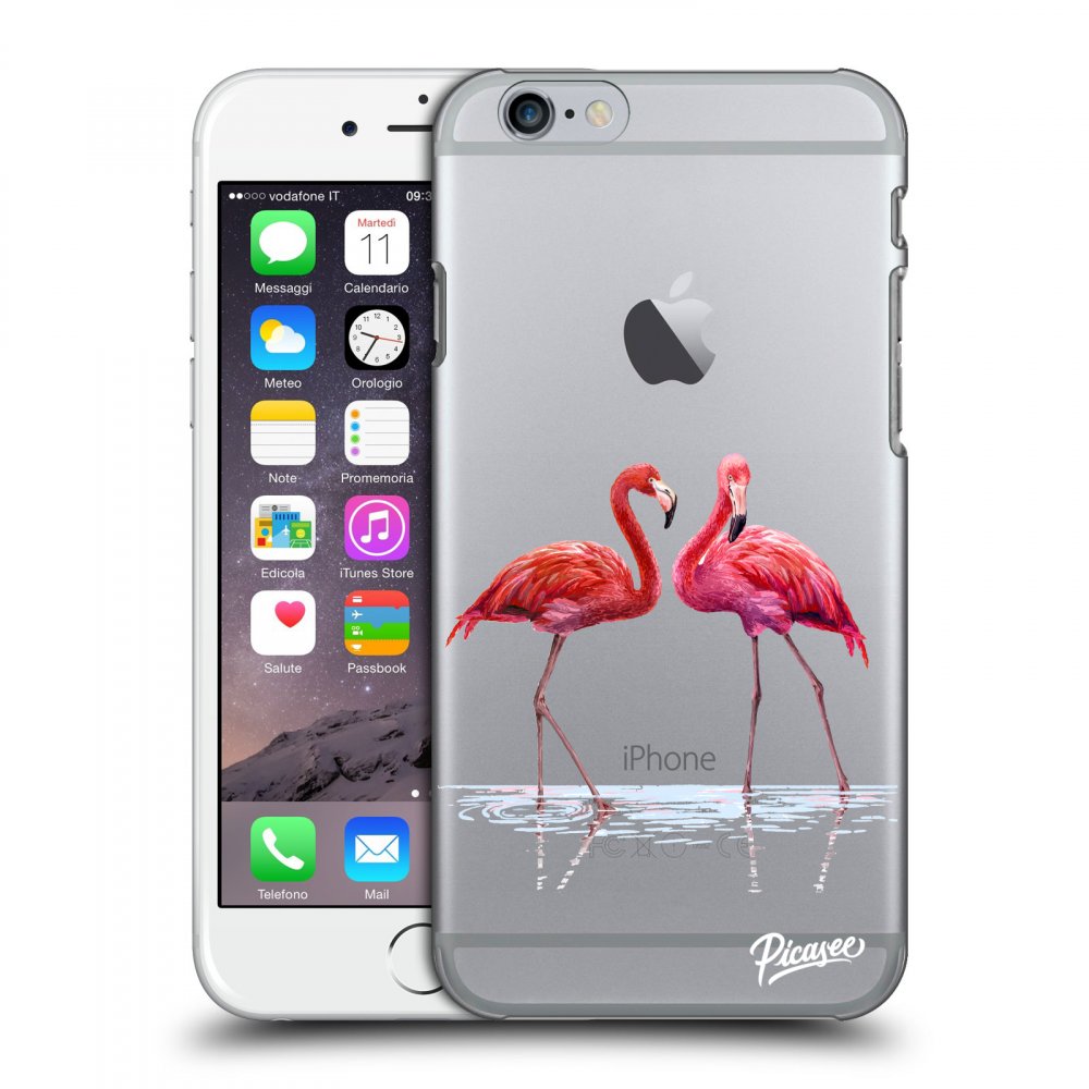 Picasee Apple iPhone 6/6S Hülle - Transparenter Kunststoff - Flamingos couple