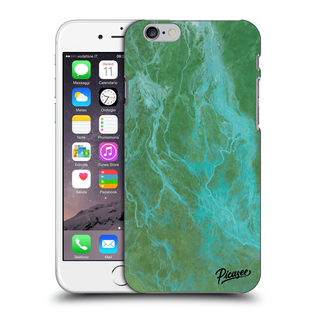 Picasee Apple iPhone 6/6S Hülle - Transparenter Kunststoff - Green marble