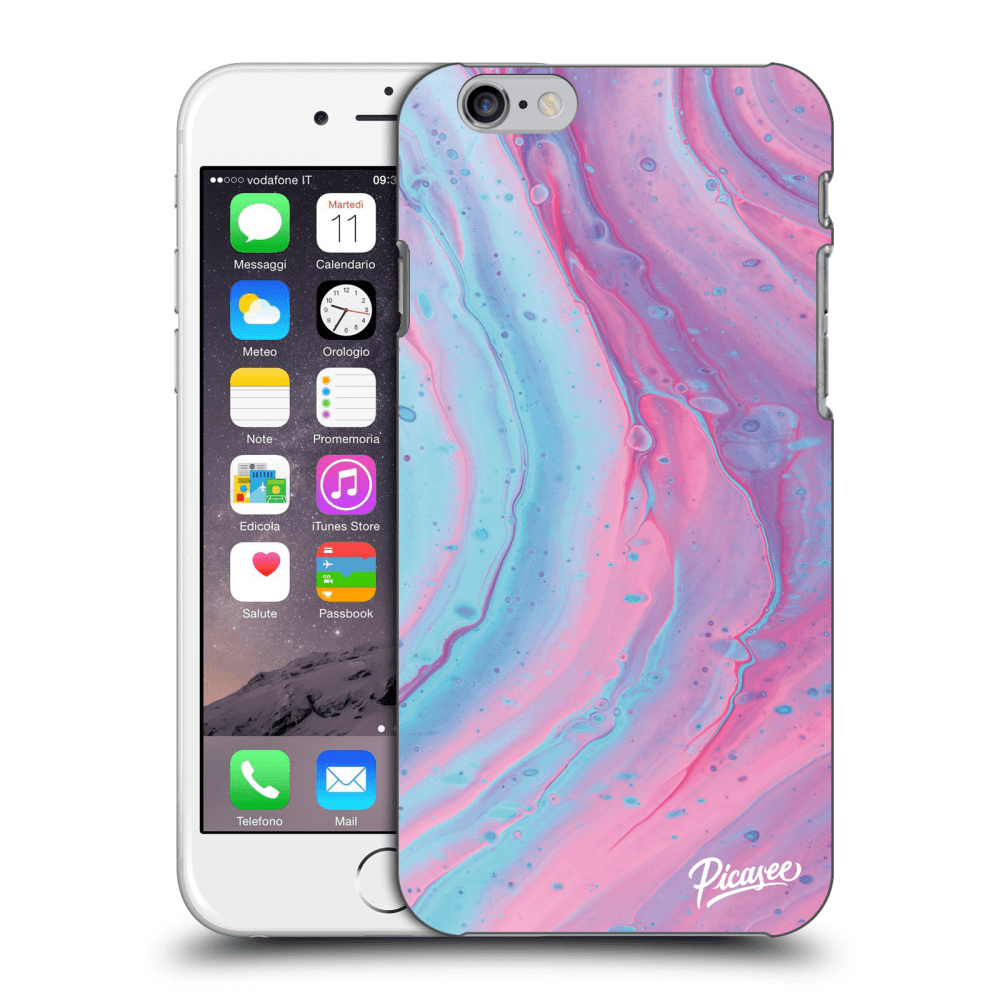 Picasee Apple iPhone 6/6S Hülle - Schwarzes Silikon - Pink liquid