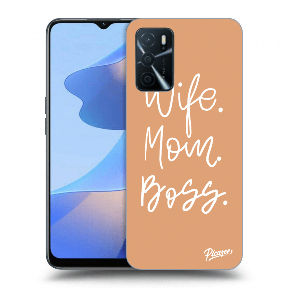 Picasee OPPO A16s Hülle - Schwarzes Silikon - Boss Mama