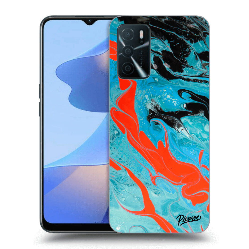Picasee OPPO A16s Hülle - Schwarzes Silikon - Blue Magma
