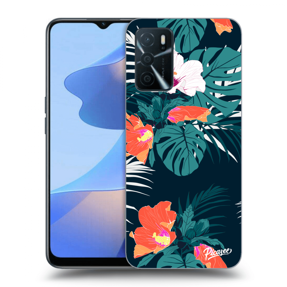 Picasee OPPO A16s Hülle - Schwarzes Silikon - Monstera Color