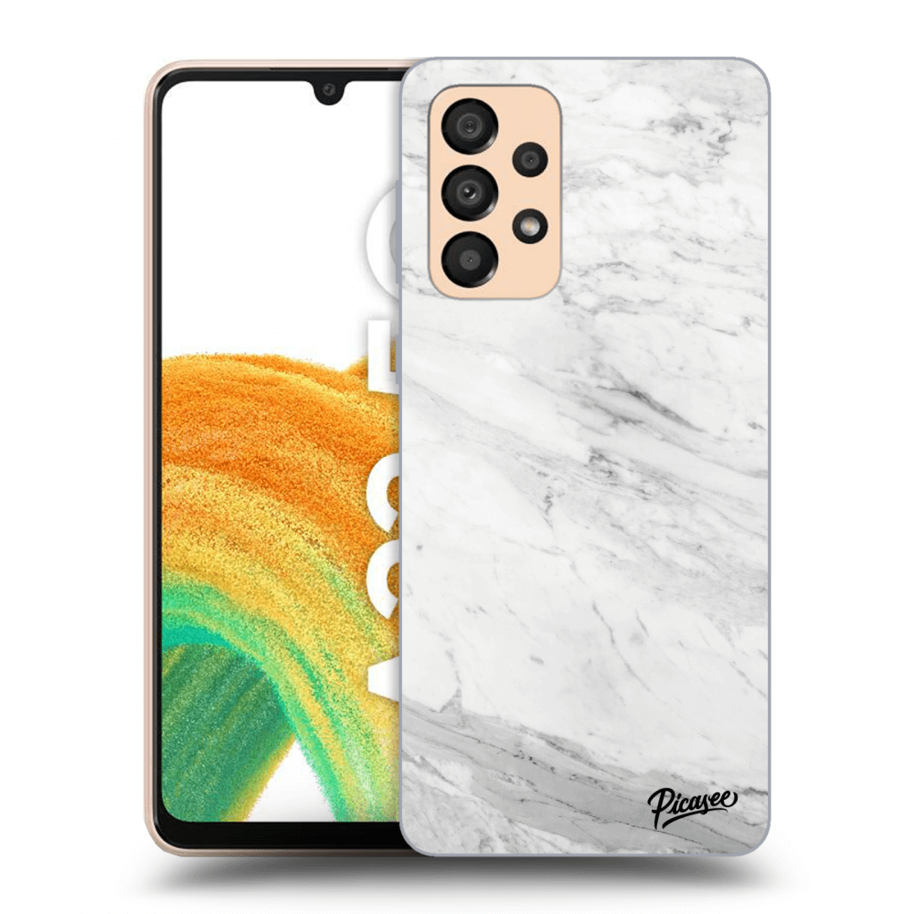 Picasee Samsung Galaxy A33 5G A336 Hülle - Schwarzes Silikon - White marble
