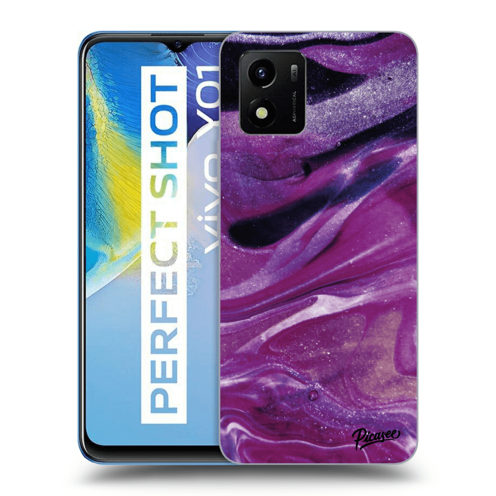 Picasee Vivo Y01 Hülle - Transparentes Silikon - Purple glitter