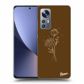 Picasee Xiaomi 12X Hülle - Schwarzes Silikon - Brown flowers