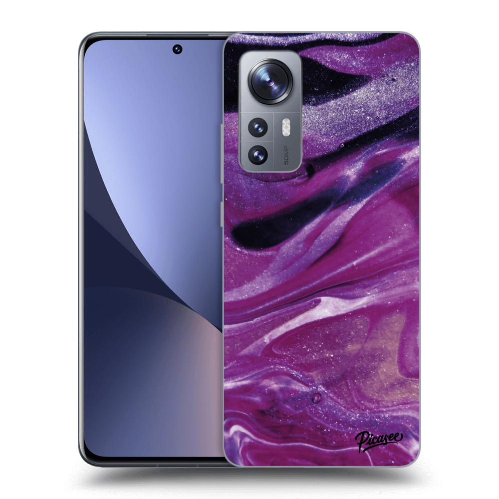 Picasee Xiaomi 12X Hülle - Schwarzes Silikon - Purple glitter