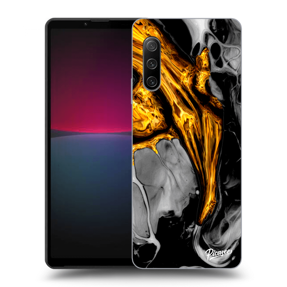 Picasee Sony Xperia 10 IV 5G Hülle - Transparentes Silikon - Black Gold