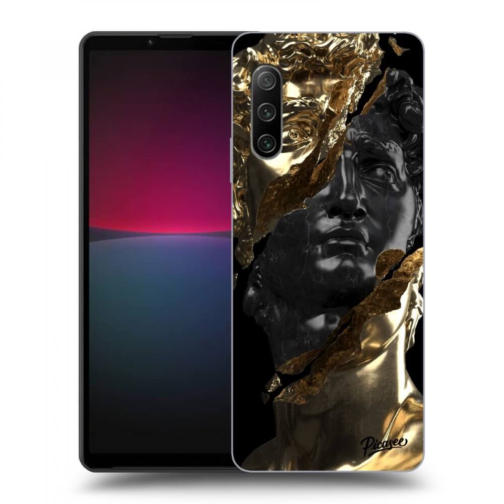 Picasee Sony Xperia 10 IV 5G Hülle - Schwarzes Silikon - Gold - Black