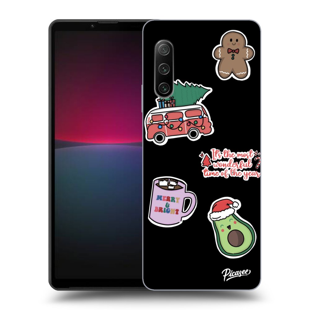 Picasee Sony Xperia 10 IV 5G Hülle - Schwarzes Silikon - Christmas Stickers