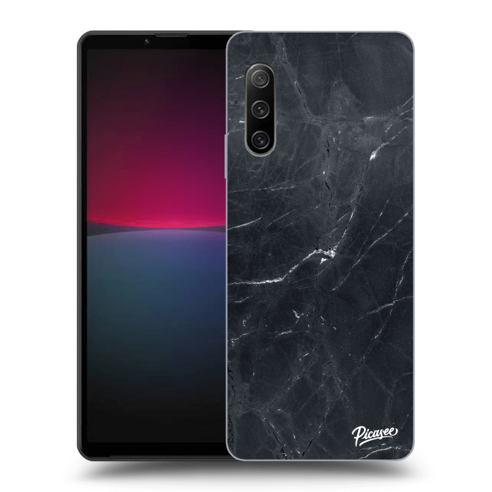 Picasee Sony Xperia 10 IV 5G Hülle - Schwarzes Silikon - Black marble