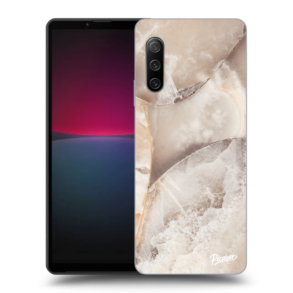 Picasee Sony Xperia 10 IV 5G Hülle - Schwarzes Silikon - Cream marble