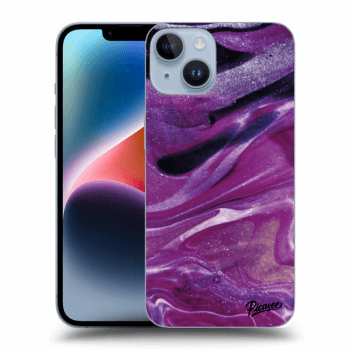 Picasee Apple iPhone 14 Hülle - Schwarzes Silikon - Purple glitter