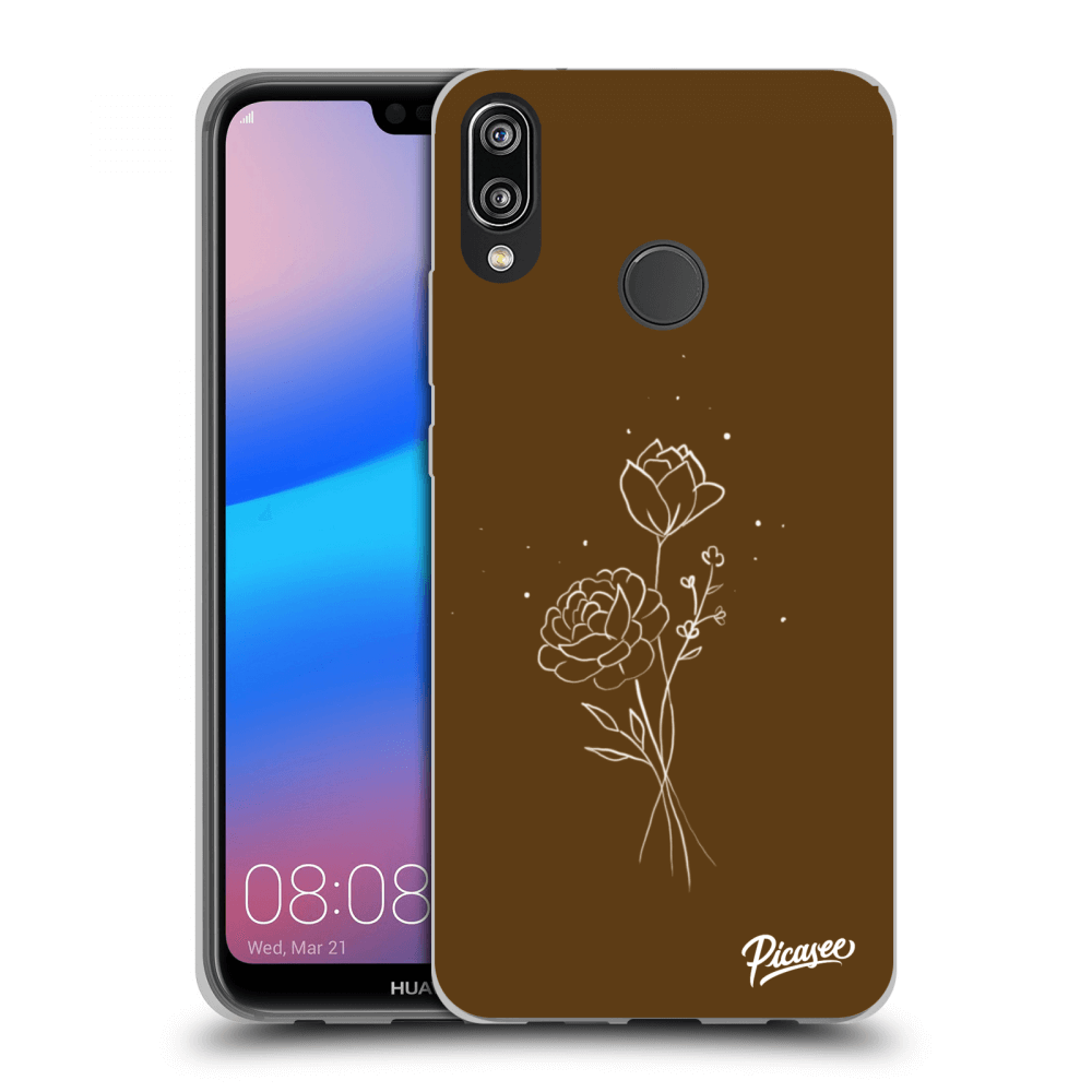 Picasee Huawei P20 Lite Hülle - Transparentes Silikon - Brown flowers