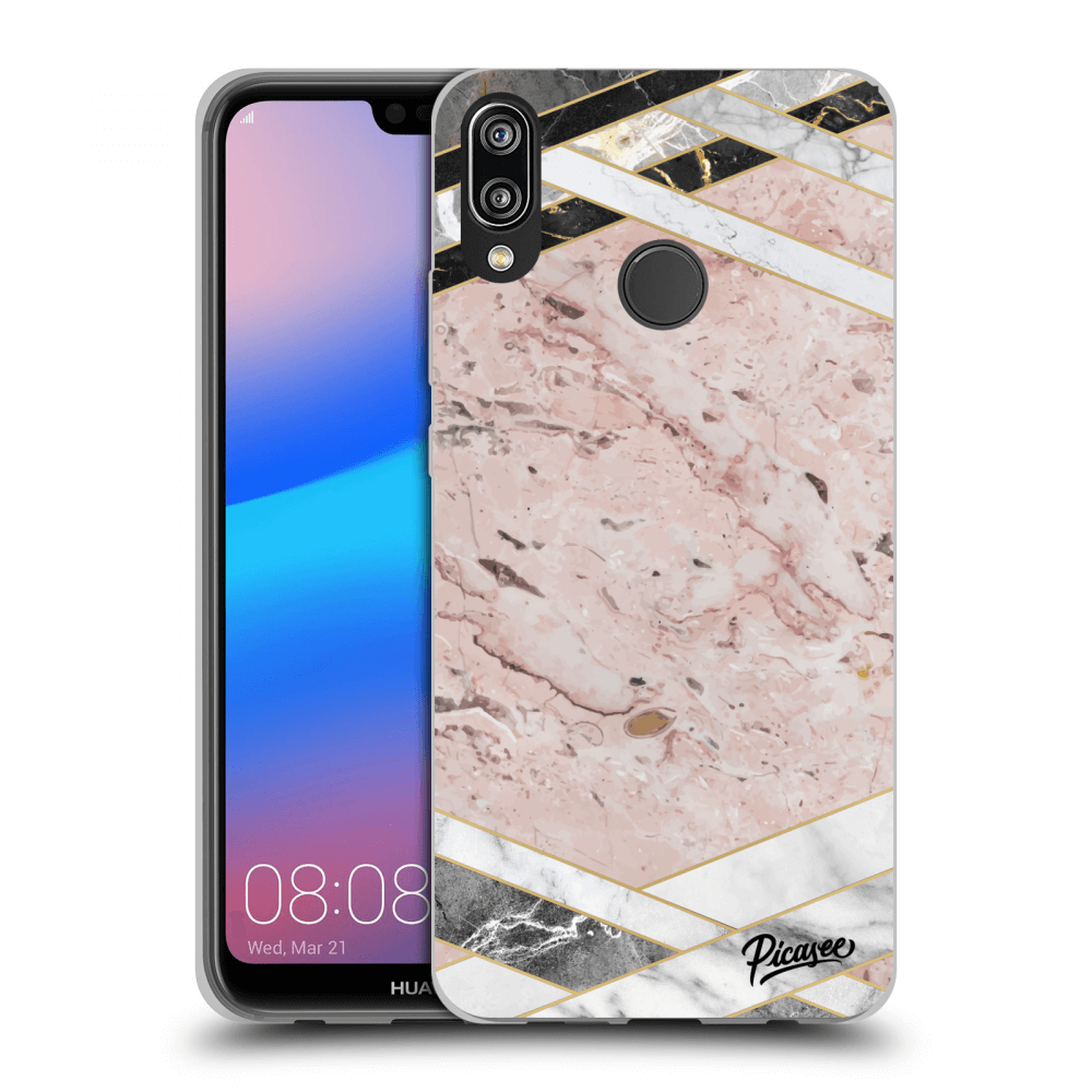 Picasee Huawei P20 Lite Hülle - Transparentes Silikon - Pink geometry
