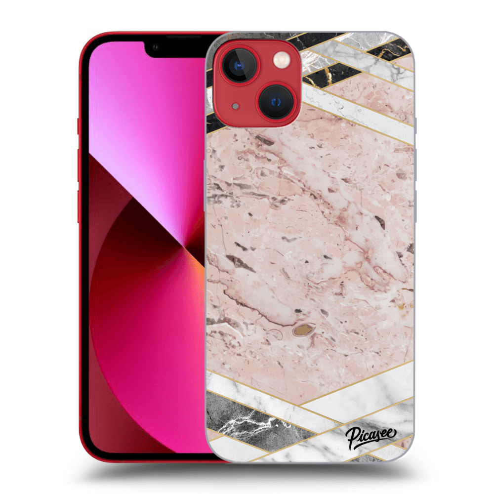 Picasee Apple iPhone 14 Plus Hülle - Schwarzes Silikon - Pink geometry