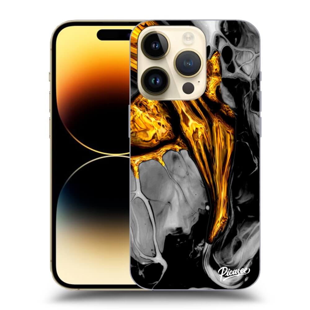 Picasee Apple iPhone 14 Pro Hülle - Schwarzes Silikon - Black Gold
