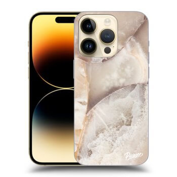 Picasee Apple iPhone 14 Pro Hülle - Schwarzes Silikon - Cream marble