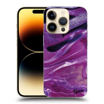 Picasee Apple iPhone 14 Pro Hülle - Schwarzes Silikon - Purple glitter