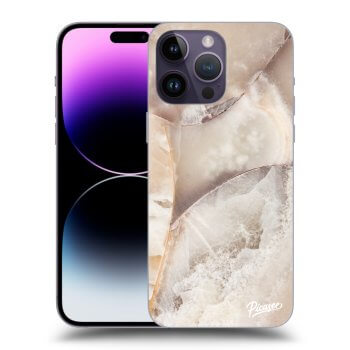 Picasee Apple iPhone 14 Pro Max Hülle - Schwarzes Silikon - Cream marble