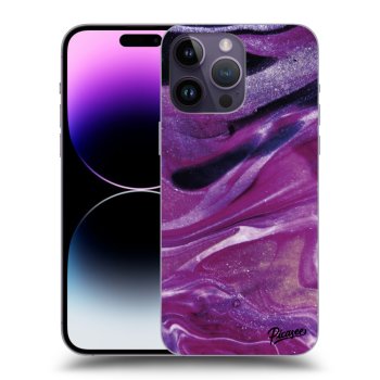 Picasee Apple iPhone 14 Pro Max Hülle - Schwarzes Silikon - Purple glitter
