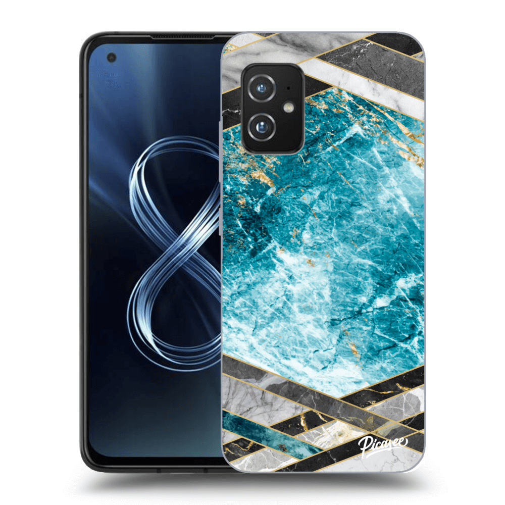 Picasee Asus Zenfone 8 ZS590KS Hülle - Transparentes Silikon - Blue geometry