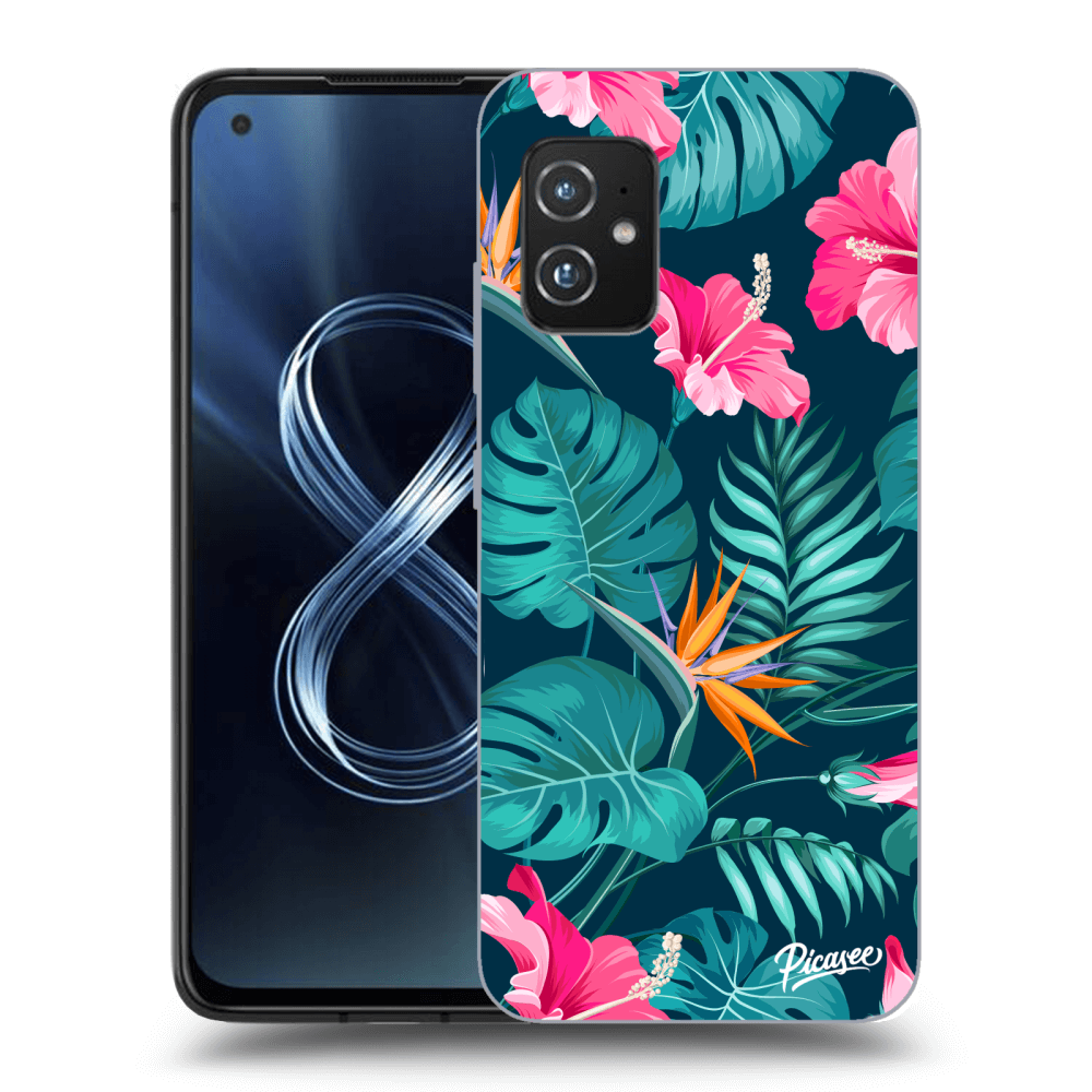 Picasee Asus Zenfone 8 ZS590KS Hülle - Transparentes Silikon - Pink Monstera
