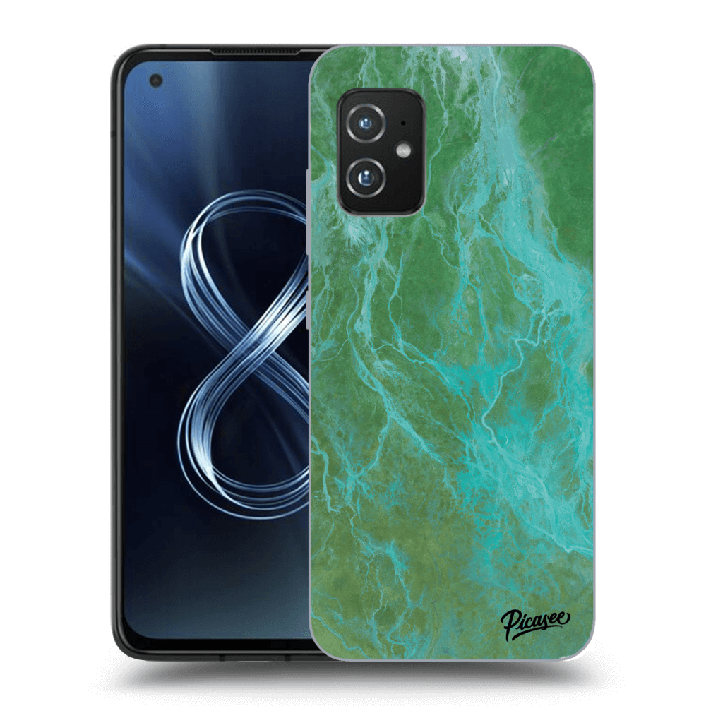 Picasee Asus Zenfone 8 ZS590KS Hülle - Transparentes Silikon - Green marble