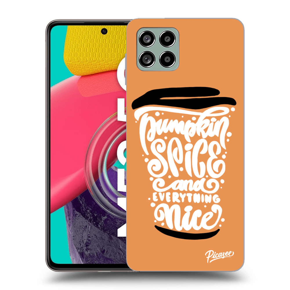 Picasee Samsung Galaxy M53 5G Hülle - Transparentes Silikon - Pumpkin coffee
