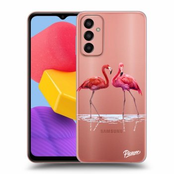 Picasee Samsung Galaxy M13 M135F Hülle - Transparentes Silikon - Flamingos couple