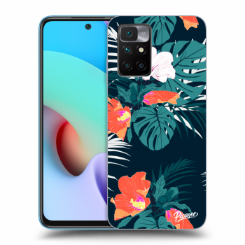 Picasee Xiaomi Redmi 10 (2022) Hülle - Schwarzes Silikon - Monstera Color