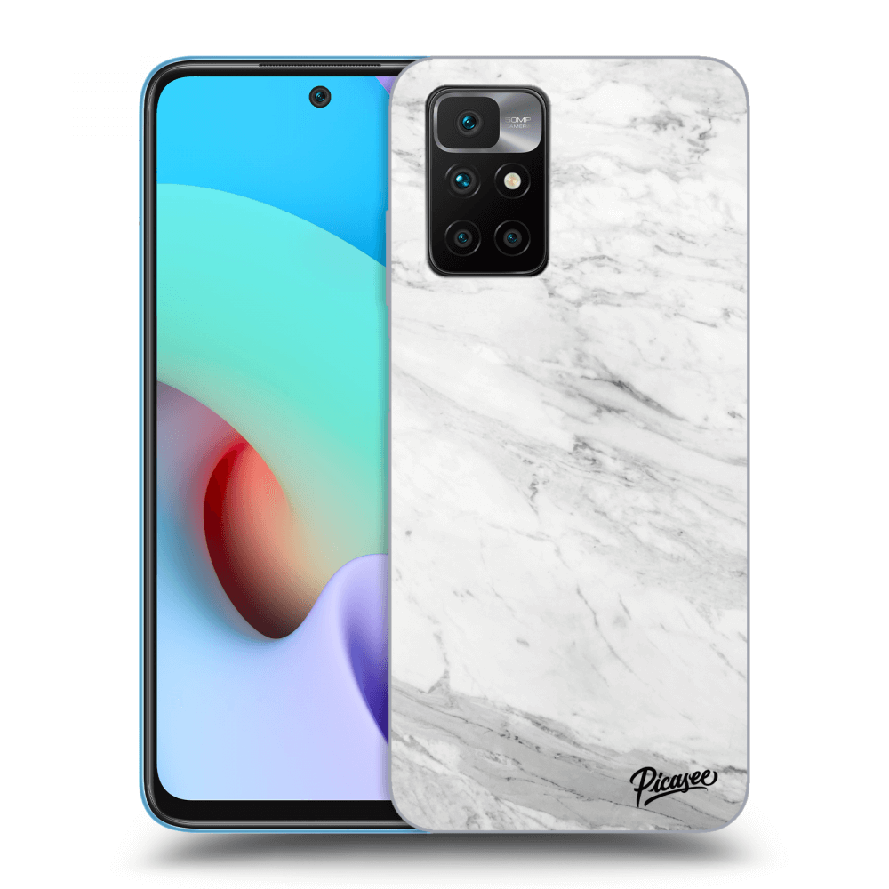 Picasee Xiaomi Redmi 10 (2022) Hülle - Schwarzes Silikon - White marble