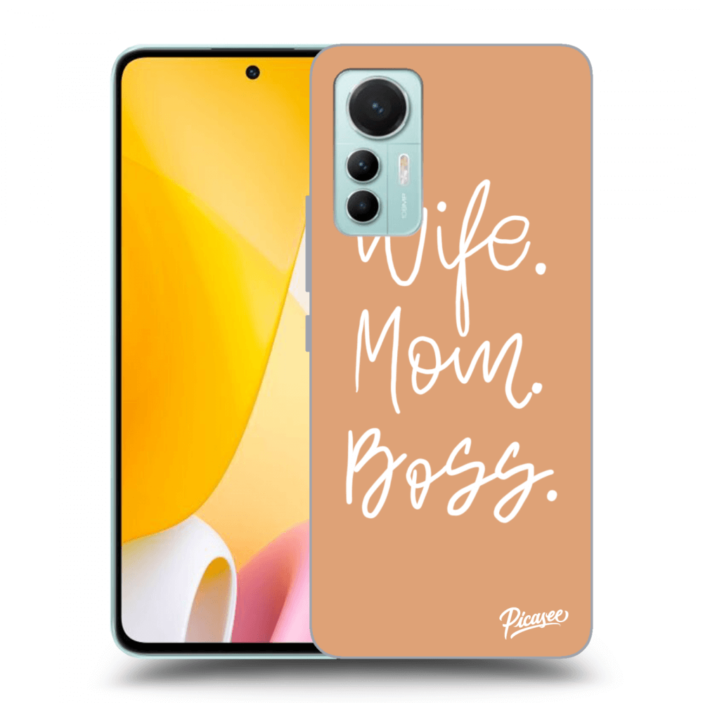 Picasee Xiaomi 12 Lite Hülle - Schwarzes Silikon - Boss Mama