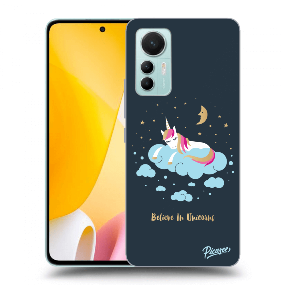Picasee Xiaomi 12 Lite Hülle - Schwarzes Silikon - Believe In Unicorns