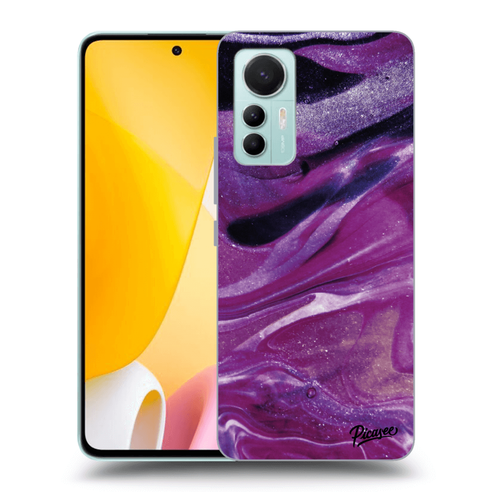 Picasee Xiaomi 12 Lite Hülle - Schwarzes Silikon - Purple glitter