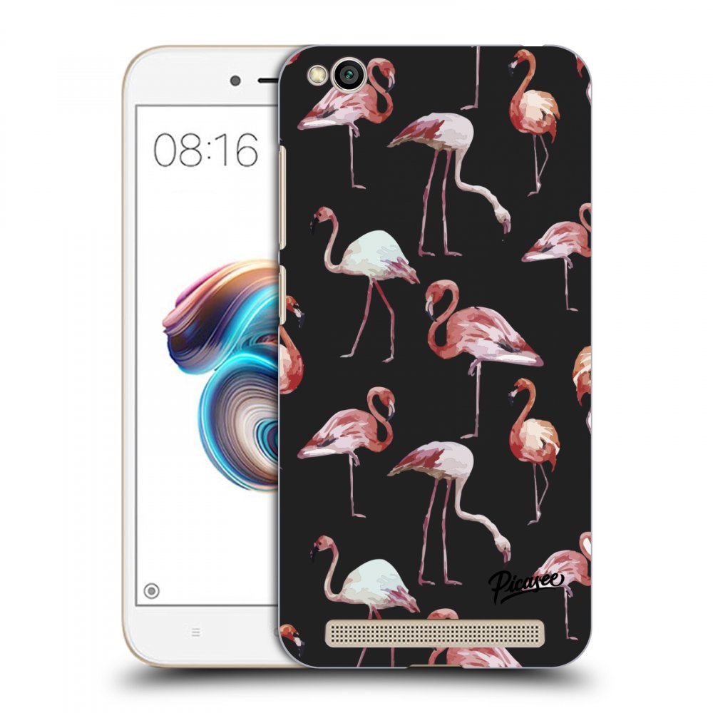 Picasee Xiaomi Redmi 5A Hülle - Schwarzes Silikon - Flamingos