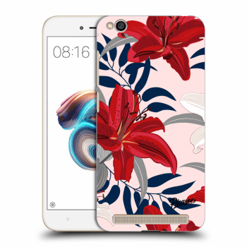 Picasee Xiaomi Redmi 5A Hülle - Schwarzes Silikon - Red Lily
