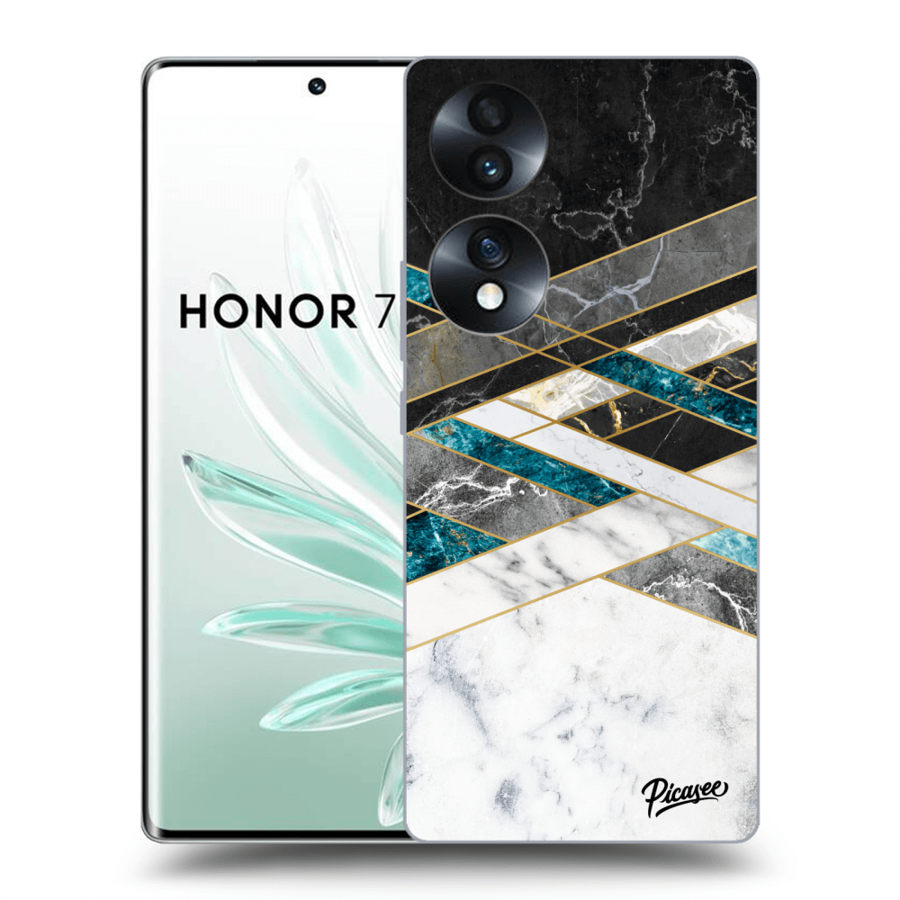 Picasee Honor 70 Hülle - Transparentes Silikon - Black & White geometry