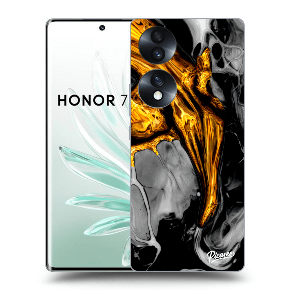 Picasee Honor 70 Hülle - Transparentes Silikon - Black Gold