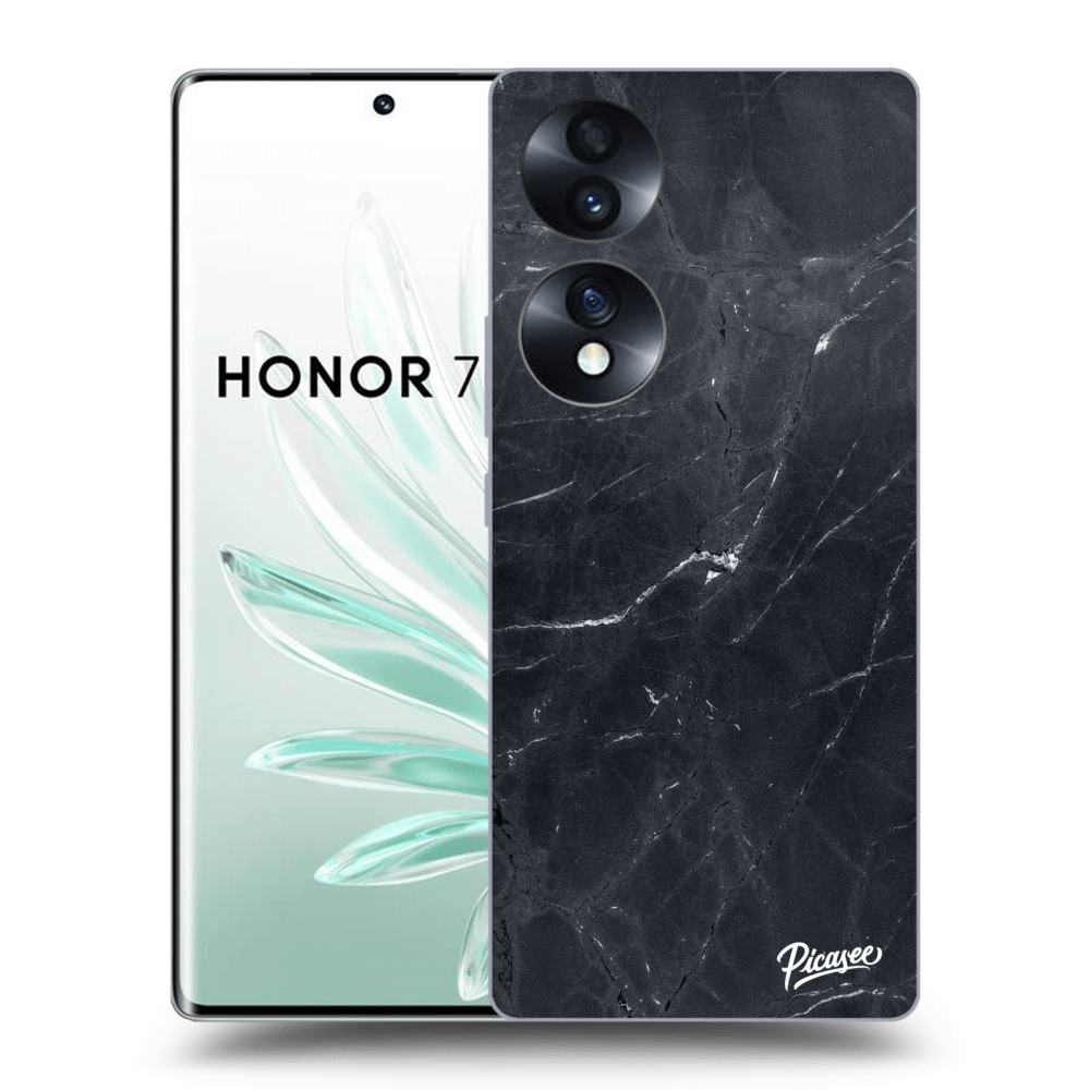 Picasee Honor 70 Hülle - Transparentes Silikon - Black marble