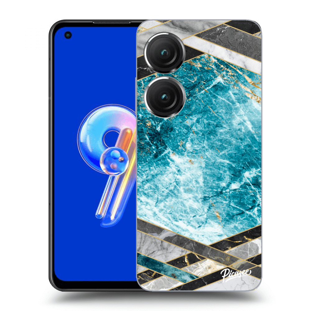 Picasee Asus Zenfone 9 Hülle - Transparentes Silikon - Blue geometry