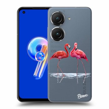 Picasee Asus Zenfone 9 Hülle - Transparentes Silikon - Flamingos couple