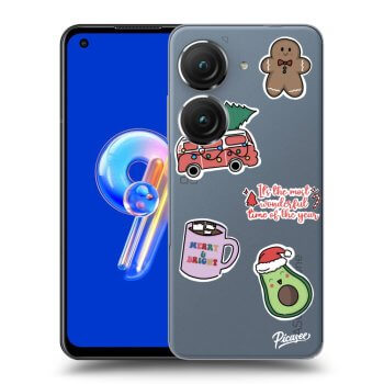 Picasee Asus Zenfone 9 Hülle - Transparentes Silikon - Christmas Stickers